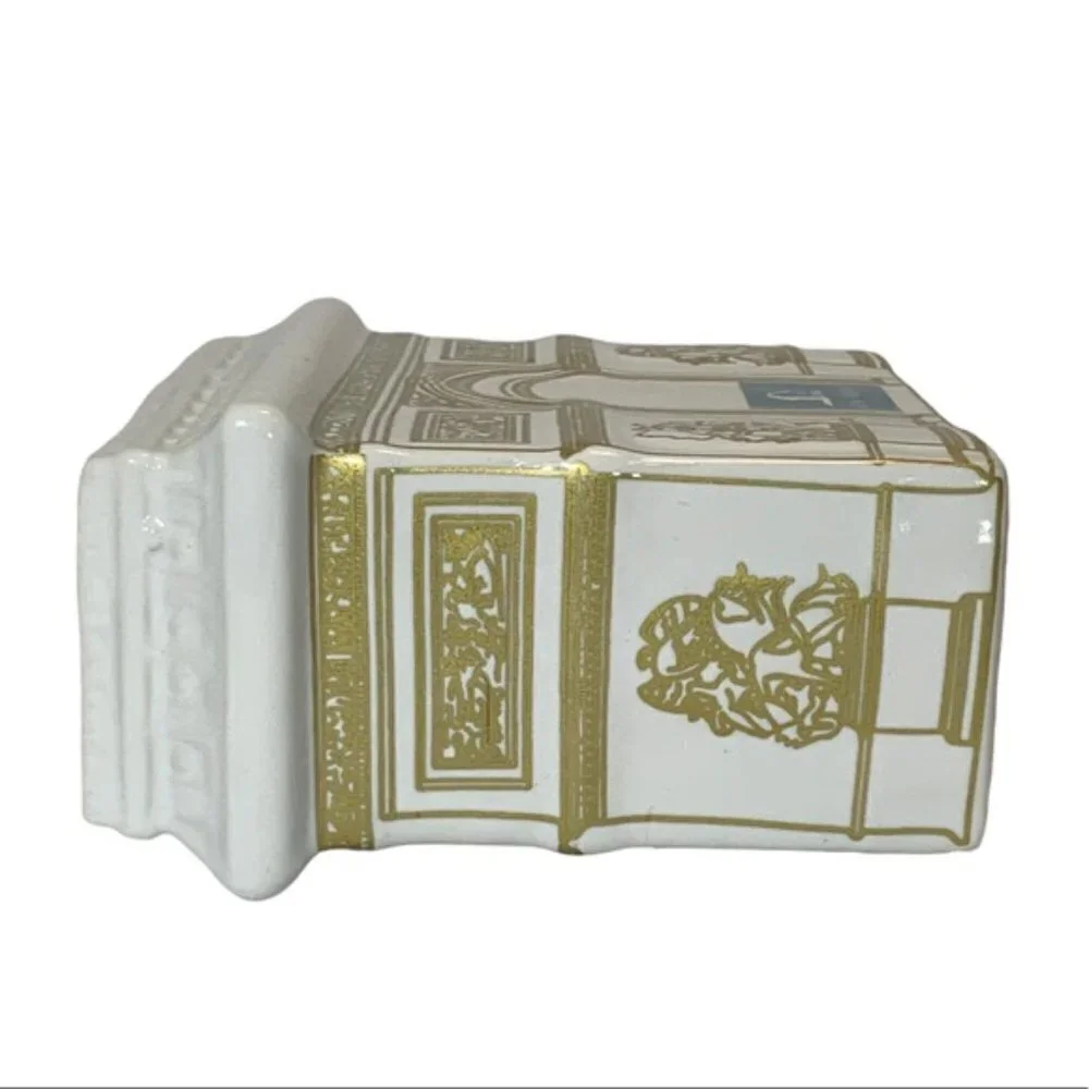 Paris Toothbrush Holder Arc de Triomphe Parisian French Ceramic Decor White Gold